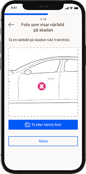 Ta eller ladda upp ett foto som visar skadan på nära håll